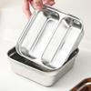 Square Stainless Steel Lunch Box 1/2 Grids Crisper Food Storage Container  Office Workers
