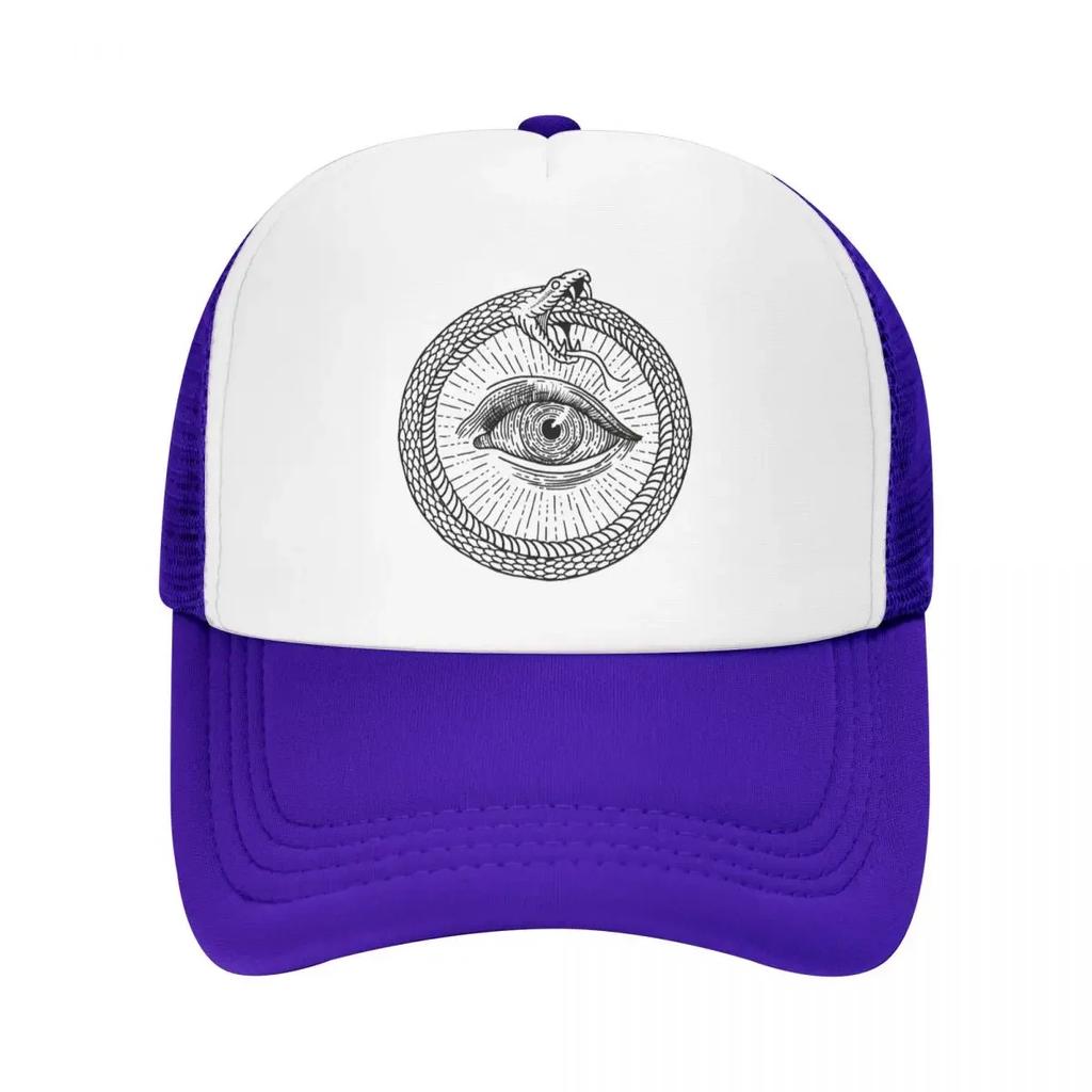 Esoteric Illustration Of Ouroboros Snake Cap Fashion Mesh Baseball Caps Adjustable Hat Hip Hop Summer Unisex Baseball Hats