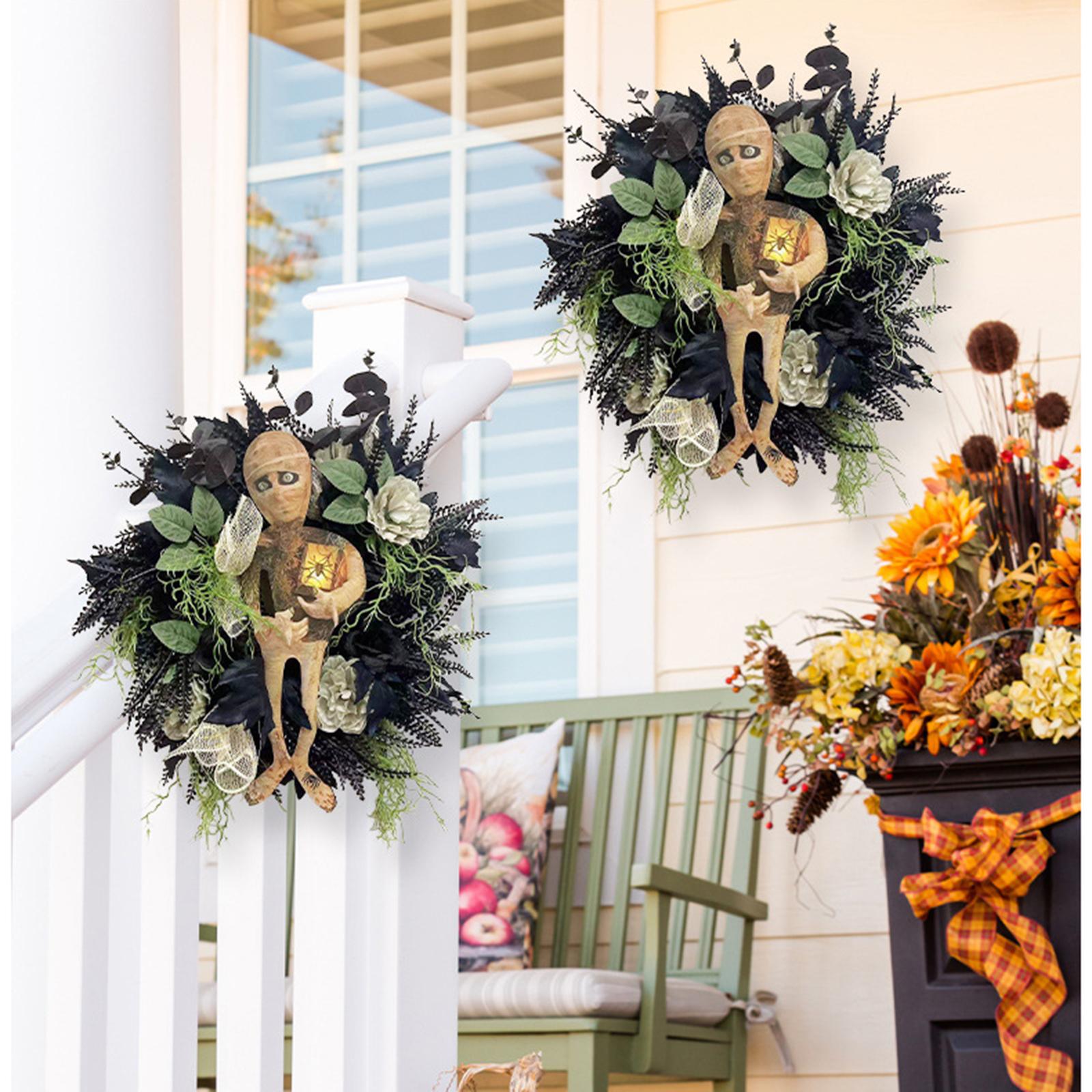 

Хэллоуин Мумия Ужас Венок Украшение Фестиваль Вечеринка Ужасная Атмосфера Венок для Двери и Окна One Size жёлтый