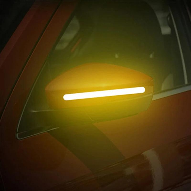 4pcs Car's Strong Reflective Warning Stickers Mirror Film 16cm Safety Belt Rear Bright Reflection Scratch Cover Decorative Strip