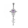 Colorful Y2K Stainless Steel Zircon Planet Moon Butterfly Belly Rings Cute Butterfly Body Piercing Jewelry Belly Button Rings