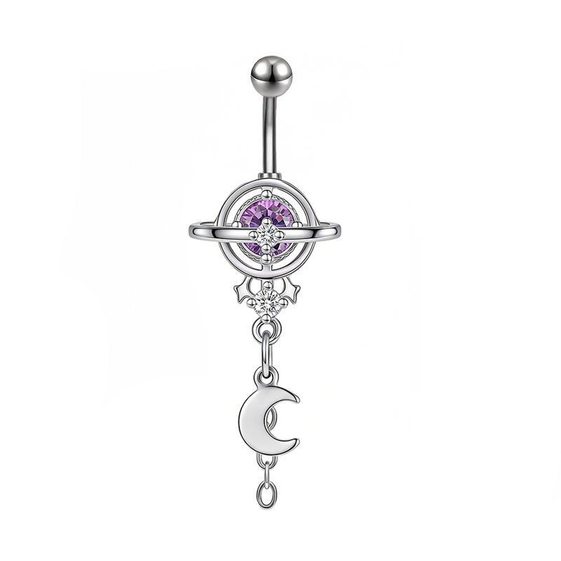 Colorful Y2K Stainless Steel Zircon Planet Moon Butterfly Belly Rings Cute Butterfly Body Piercing Jewelry Belly Button Rings
