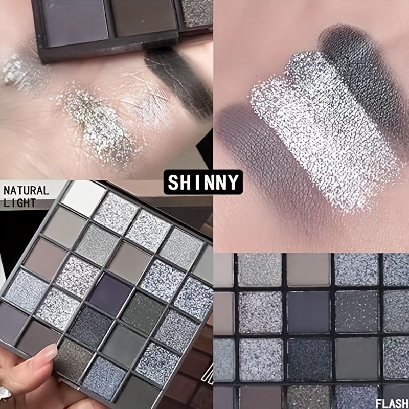 25-kleuren Zwart Matte & Shimmer Oogschaduw Palette Hooggepigmenteerd, Langhoudend, Waterdicht, Smoky & Glitterende Gothic Make-up voor Verleidelijke Ogen