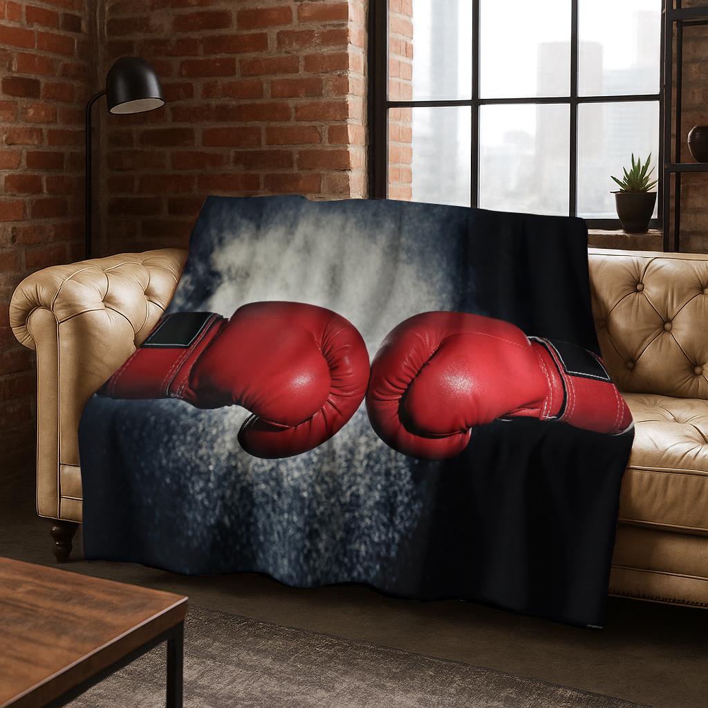 Boxing Sport Boxing Gloves Flannel Blanket Soft Warm Blanket for Bedroom Room Living Room Bed Office Travel Camping Picnic Gift