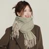 Autumn and winter intellectual elegance high sense twill scarf women's fashion trend imitation cashmere fringed shawl women