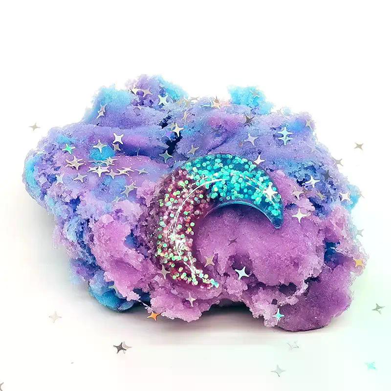 1 Set 60Ml Moon Snowflake Mud Diy Decompress Game Toys Slime Kit Cotton Butter Mud Fluffy Putty Non Sediment Colored Clay Toy