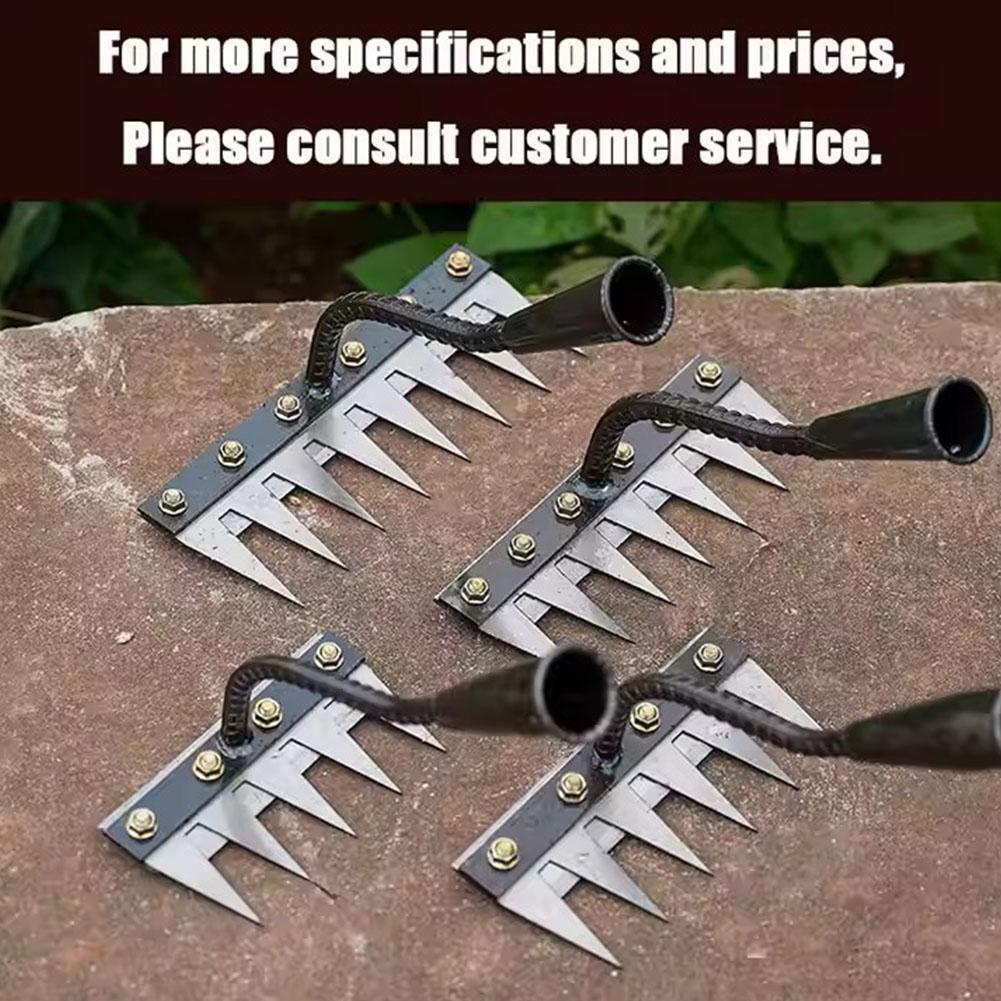 5/6/7/8 Teeth Iron Gardening Hoe Weeding Rake Farm Tool Grasping Raking Loosening Soil Nail Rake Tool Artifact Harrow Farm Tool