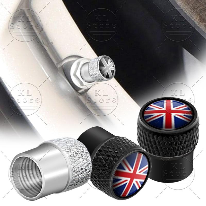 Exterior 4Pcs United Kingdom National Flag Badge Car Wheel Tyre Tires Valve Stem Caps Dust-proof Cover For Universal Automobiles