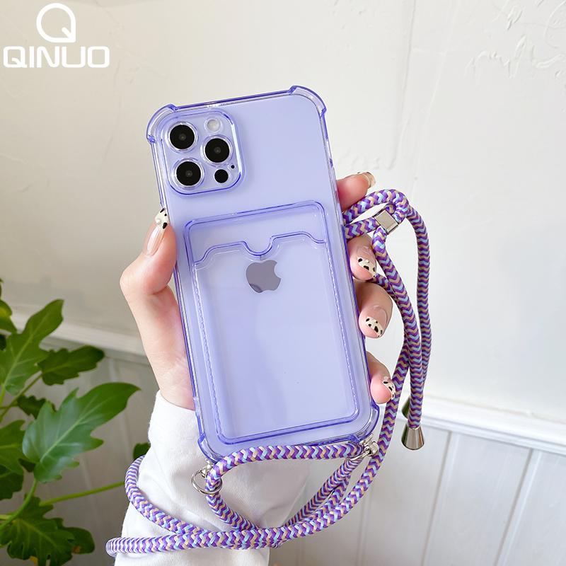 Crossbody Lanyard Hang Strap Case For iPhone 15 14 11 12 13 Pro Max XS 8 7 Plus X XR SE Shockproof Card Holder Wallet Cover
