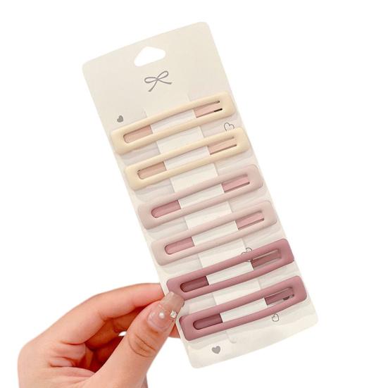 6Pcs Girl Hairpin Matte Color Rectangular Hair Clips Stable Non-Slip BB Clip Face Slimming Versatile Hair Styling Tool