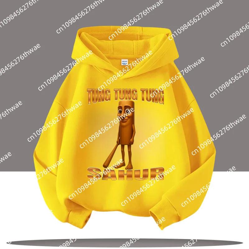 Tung Tungtung Sahur Ležérní Top s dlouhým rukávem Chlapecké oblečení Italský brainrot Dětská mikina Vtipná kreslená grafika Tenké mikiny
