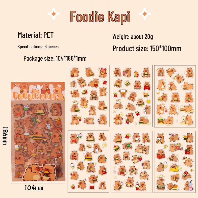 Capybara Cute Waterproof Stickers for Kids - Ins Style Collage & DIY Journal Decoration