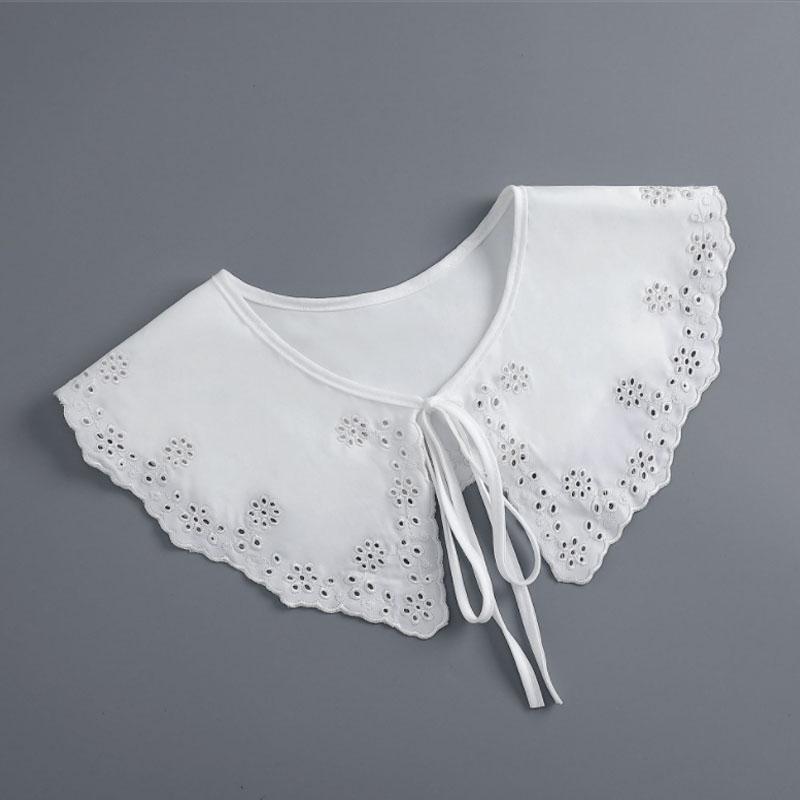 Removable Lace Doll Fake Collar Women Tie Ladies White Shawl Wrap Detachable Embroidered Lapel False Collar Clothes Accessory
