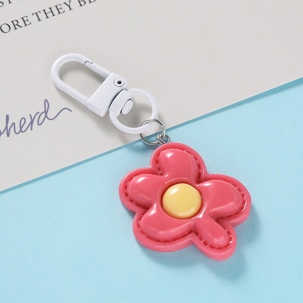 1pc Flower Keychain Cute Mini Resin Floral Keyring Colorful Pendant for Keychain Bag Decoration Accessories