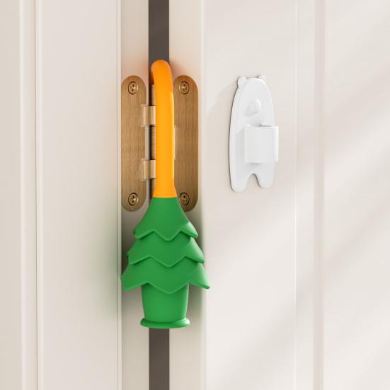 Security Key Card Silicone Door Stopper Christmas Tree Shape Baby Safety Anti-Pinch Design Door Guard