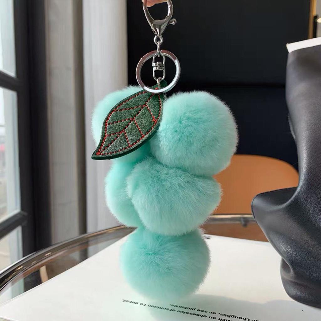fluffy pom poms keychain