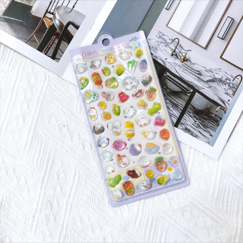 Imported original NEKONI cartoon animal panda cat 3D relief sticker scrapbook Diy Journal cute stationery sticker