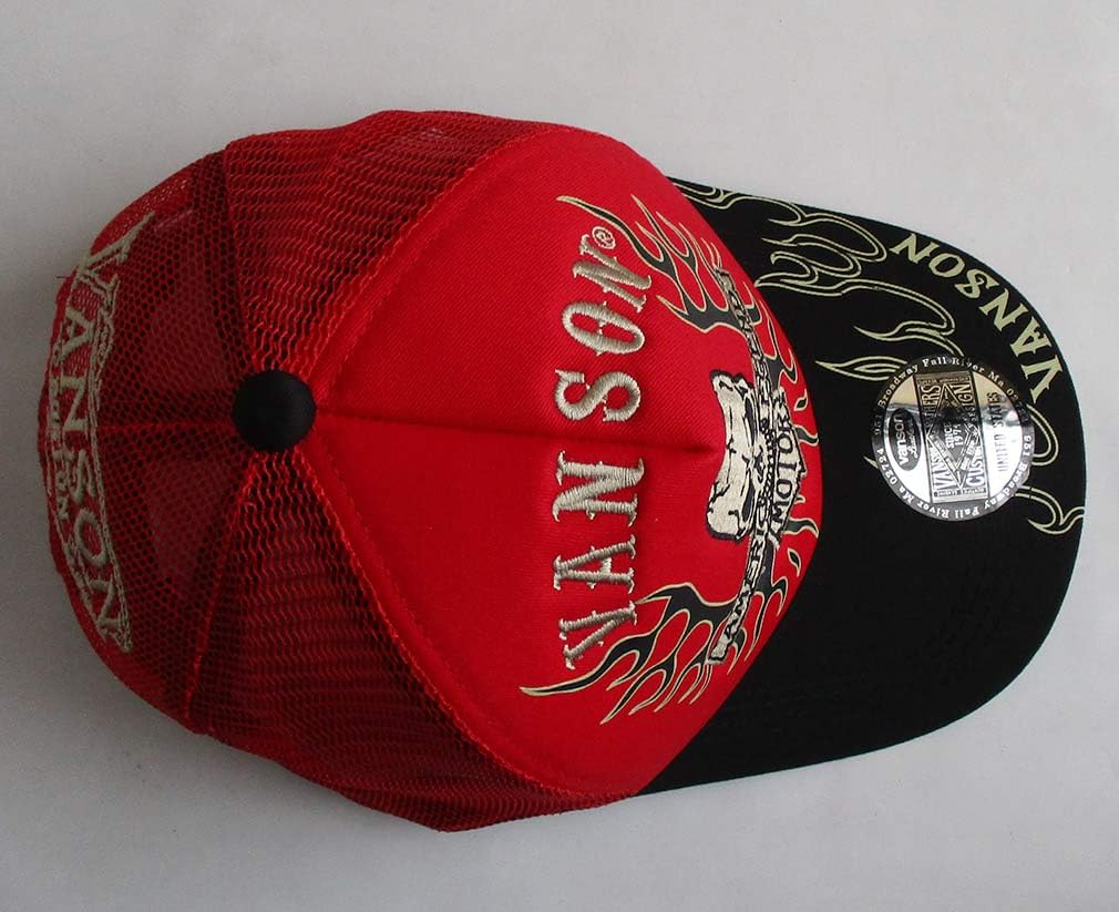 Twill Mesh Skull [Vanson] Cap, Hat, Men's & Women's, Embroidery, NVCP-2301 (BLACK×RED)