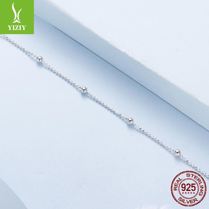 Simple Plain Silver Bead Chain Anklet Women'S Exquisite And Small S925 Sterling Silver Versatile Anklet Jewelry