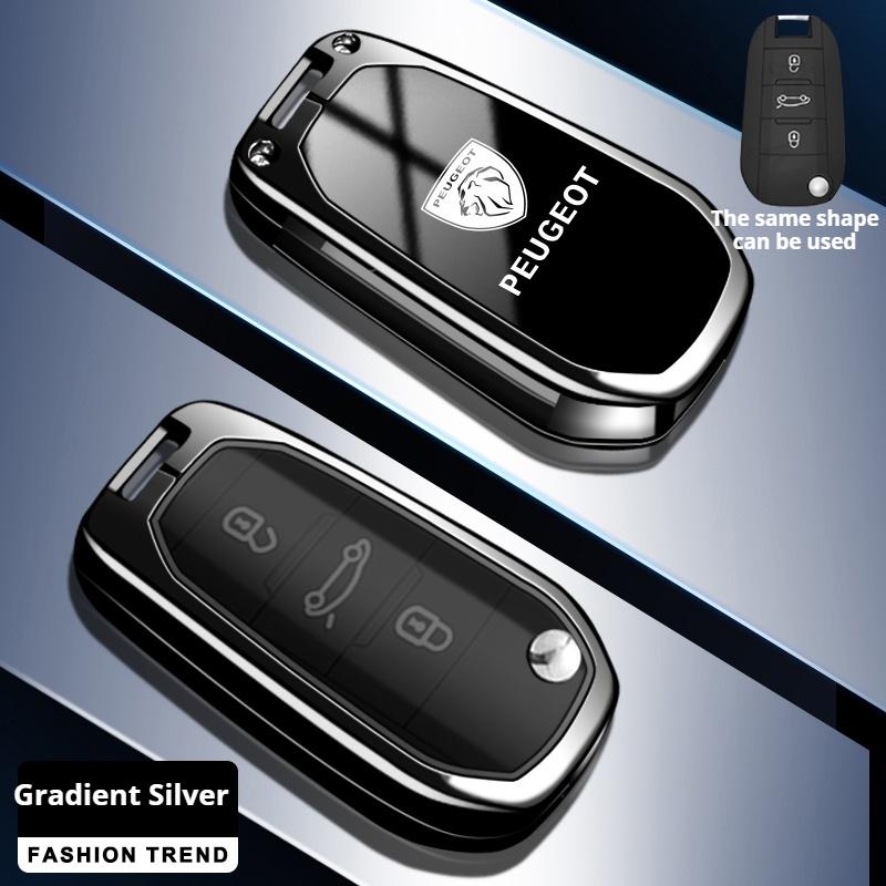 

2026 Hot Car Sticker Zinc Alloy Car Flip Remote Key Case Fob Cover Holder Shell For Peugeot 208 3008 308 508 408 2008 4008 Auto