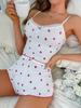 Ribbed Lace Pajama Set: Sexy Sleeveless Top & Shorts for Women