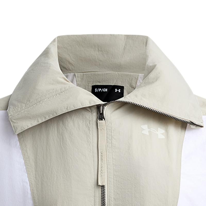 Under Armour Color Block Training Comfort Jacket Women Jackets Khaki Gray 1389317-289