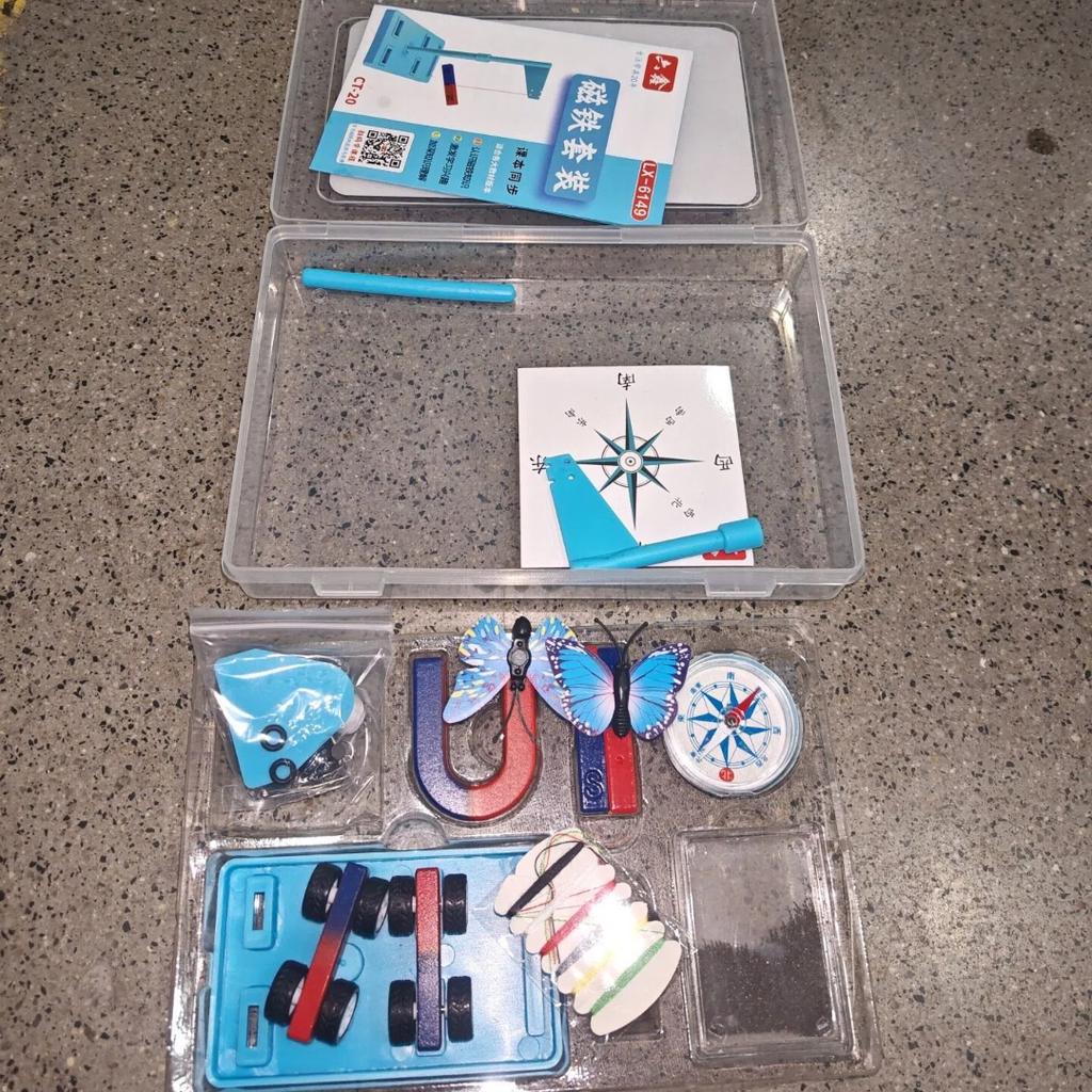 1 Zestaw Eksperymentów Edukacyjnych Z Magnesami Pałeczkowymi, Pierścieniowymi, Podkowiastymi, Kształcie U Oraz Kompasem Zestaw Magnesów STEM Fizyka Nauka Dla Dzieci