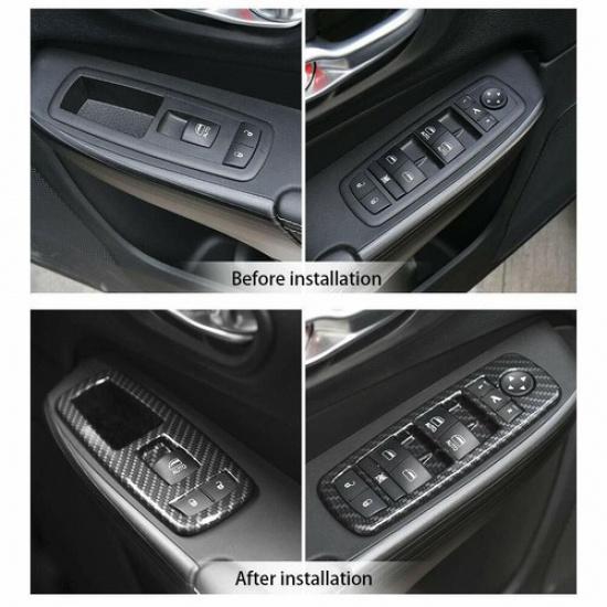 4x Car Window Lift Switch Panel Decor Cover Bezels for Dodge Charger 11+ Carbon