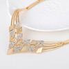 Women KC Gold Plated Rhombus Shape Necklace Earrings Rhinestones Jewelry Set