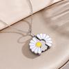 Handmade Glaze Oil Chrysanthemum Pendant Titanium Steel Daisy Necklace  Female Lady Girl