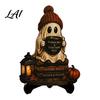 Artistic Halloween Desk Decor Reading Ghost Figurine Wooden Desktop Ornaments Vintage Unique Gothic Room Statue with Stand for Home Tabletop