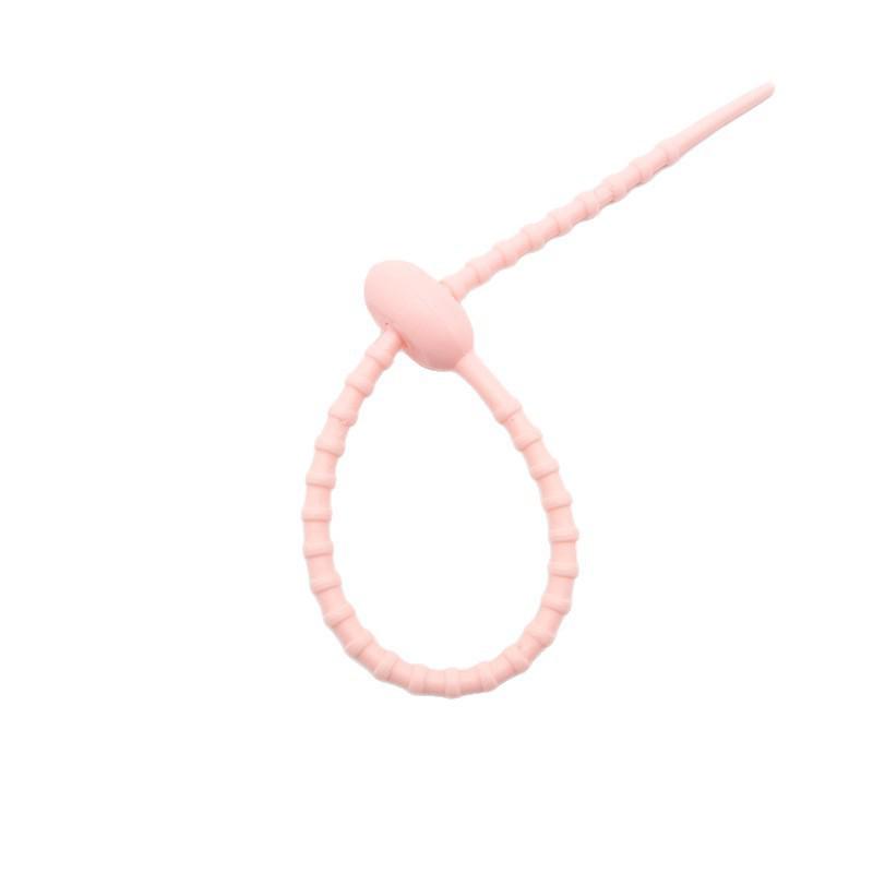 Multicolor TPR Silicone Zip Ties: Elastic Self-Locking, Reusable Cable Organizers & Keychain Pendants.