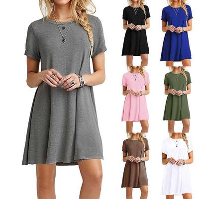 Damemote Stor størrelse Ensfarget Kortermet Bodycon Kjole Løst Kort Skjørt Kontordame