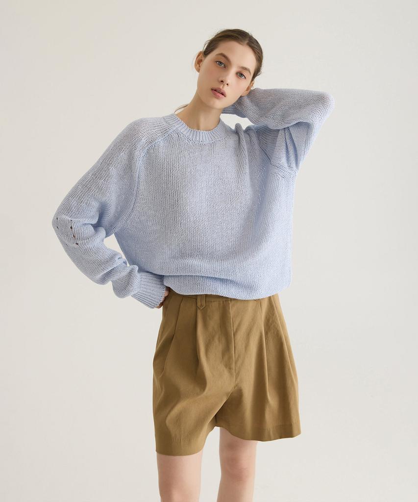 Oteumilkape (Unisex) Paper Pullover Knit - Sky Blue