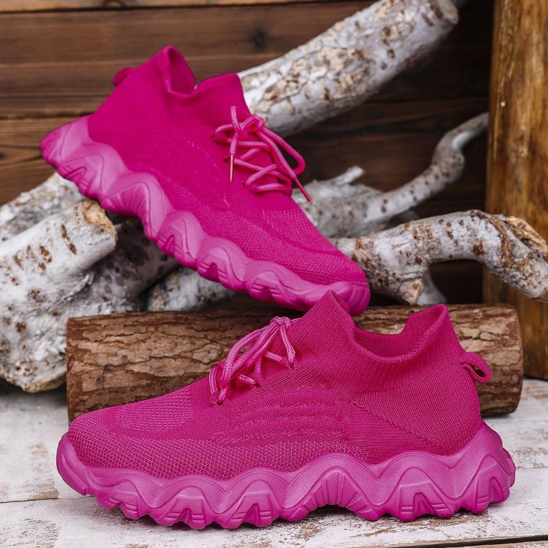 Plus Size Women's Sneakers Breathable Knitted Socks Slip-on Platform Shoes Woman Summer Outdoor Casual Lightweight Sports Shoes