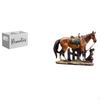 Retro Wooden Remote Organizer And Horse Sculpture Art Resin Figurine for Table Nightstand Office
