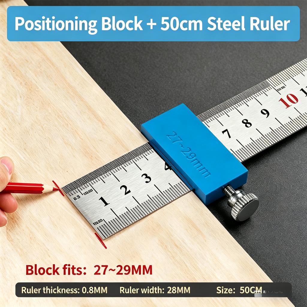 Precision Woodworking Positioning Marking Ruler, Adjustable Slider Stop Block, for Carpenter DIY Woodwork Measuring & Marking