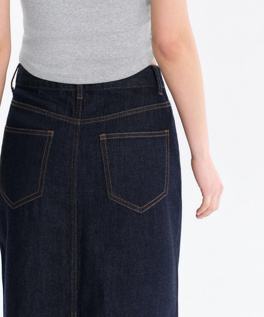 MUSINSA STANDARD WOMAN Women'S Lightweight Denim Maxi Skirt [Deep Indigo]