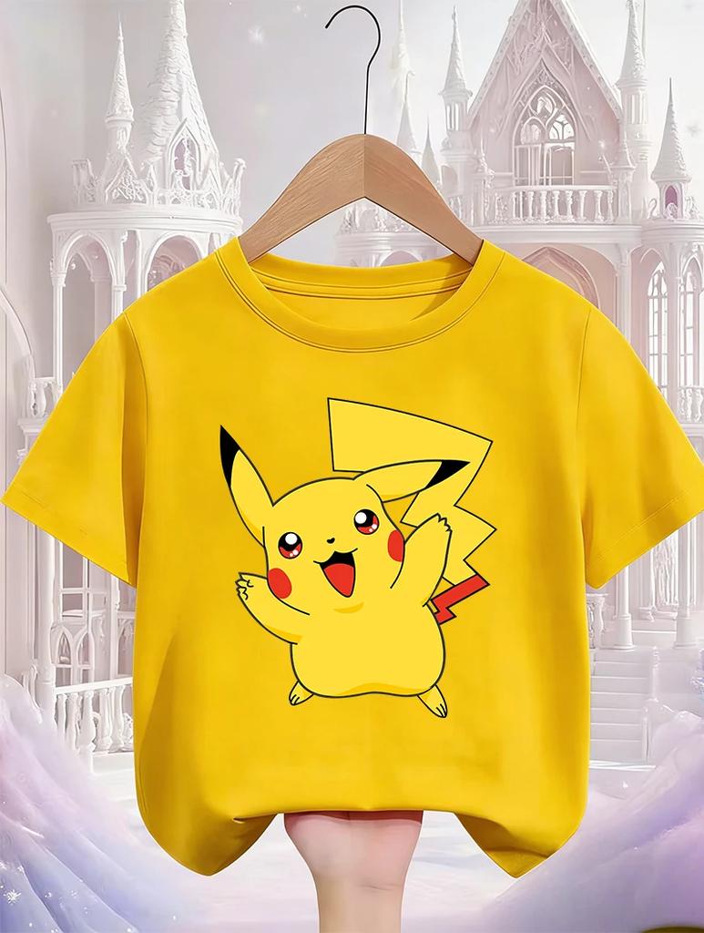 Pikachu Kids T Shirt 3-14Y Boys Girls Summer Cute Kawaii Crew Neck Fashion Street Hot Cartoon Casual Children