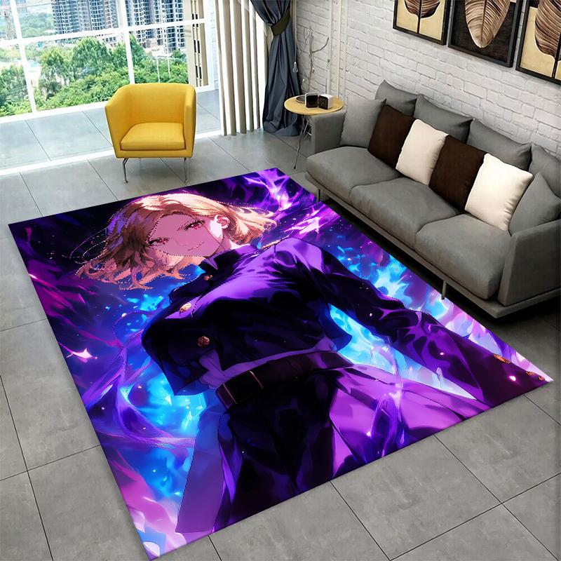 Tappeto Anime Jujutsu Kaisen Cartone Animato Itadori Yuj per Stanza dei Giochi Camera da Letto Soggiorno Divano Arredamento Casa, Tappetino Antiscivolo per Bambini