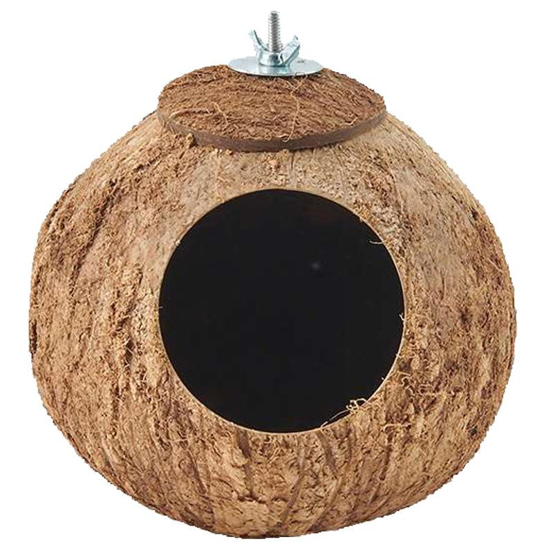 Natural Coconut Shell Hamster Hideout: Cozy Climbing, Sleeping, and Landscaping Nest for Small Pets, Birds, and Rodents