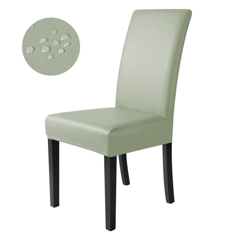 1pc PU Leather Waterproof Chair Cover Elastic Chair Slipcover Solid Colour Chair Case Protector for Dining Room Hotel Banquet