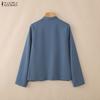 ZANZEA Camicetta casual da donna con colletto alto e maniche lunghe larghe