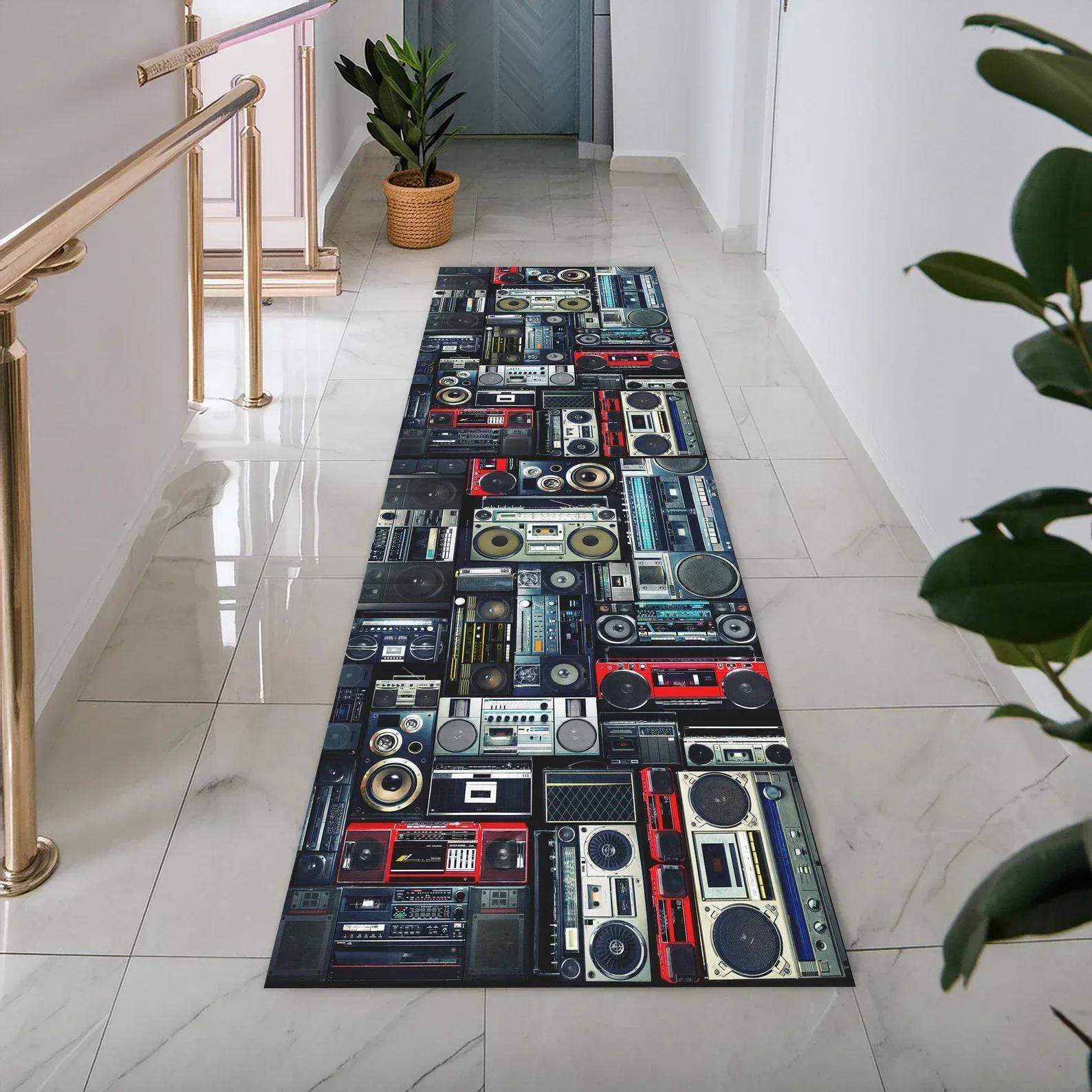 Vintage Cassette Design Runner Rug Old Music Box Rug Retro Lover Rug Music Lover Rug Retro Style Rug Non Slip Rug Washable Rugs 40X120CM
