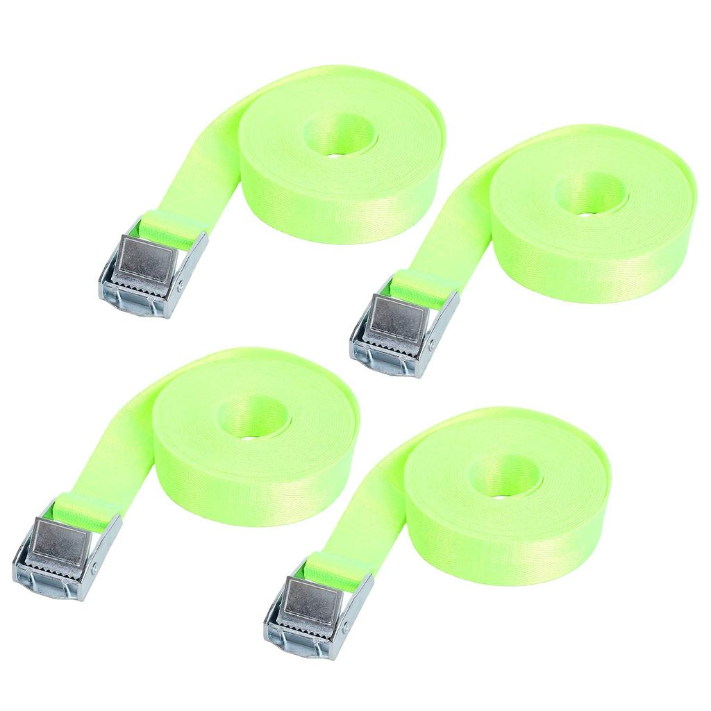 4 Pcs Ratchet Tie Down Strap 16.4ft 551 Lb Safe Working Load Heavy Duty Lashing Straps for Cargo Fluorescent Green
