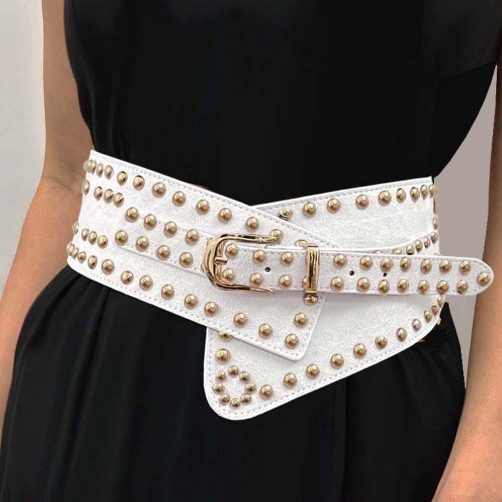 Personalized Design Rivet Wide Waistbands Punk Style Irregular Leather Belt  Waist Seal