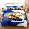 Sailboat Print Duvet Cover and Pillowcase, 2/3Pcs Nautical Bedding Set for Bedroom Decor, Perfect Housewarming Gift