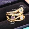1pc Synthetic Zircon Ring, Gradient Color, Geometric Multi-layer Lines, Exquisite Luxurious and Fashionable Ring