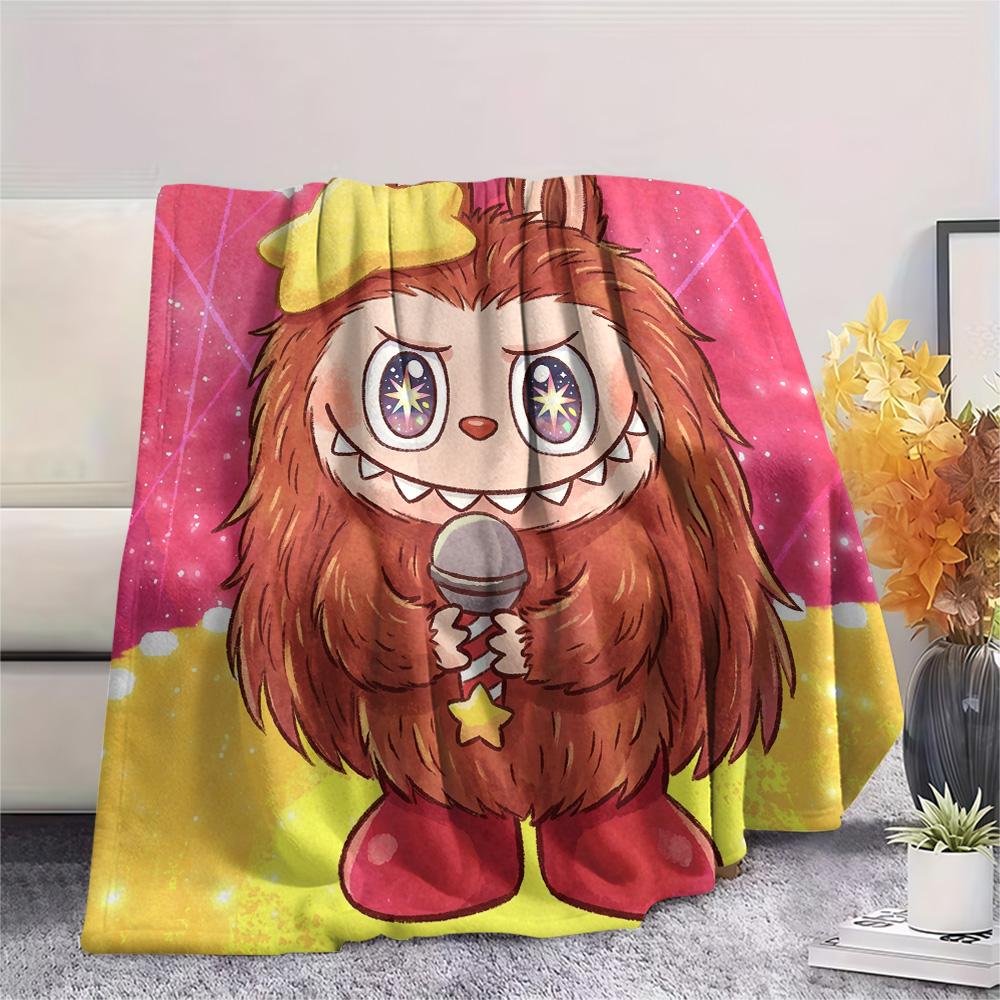 Labubu Print Flannel Blanket, Ultra Soft High Quality All Seasons Warm Throw, Home Decor Cozy Blanket, Perfect Christmas Gift