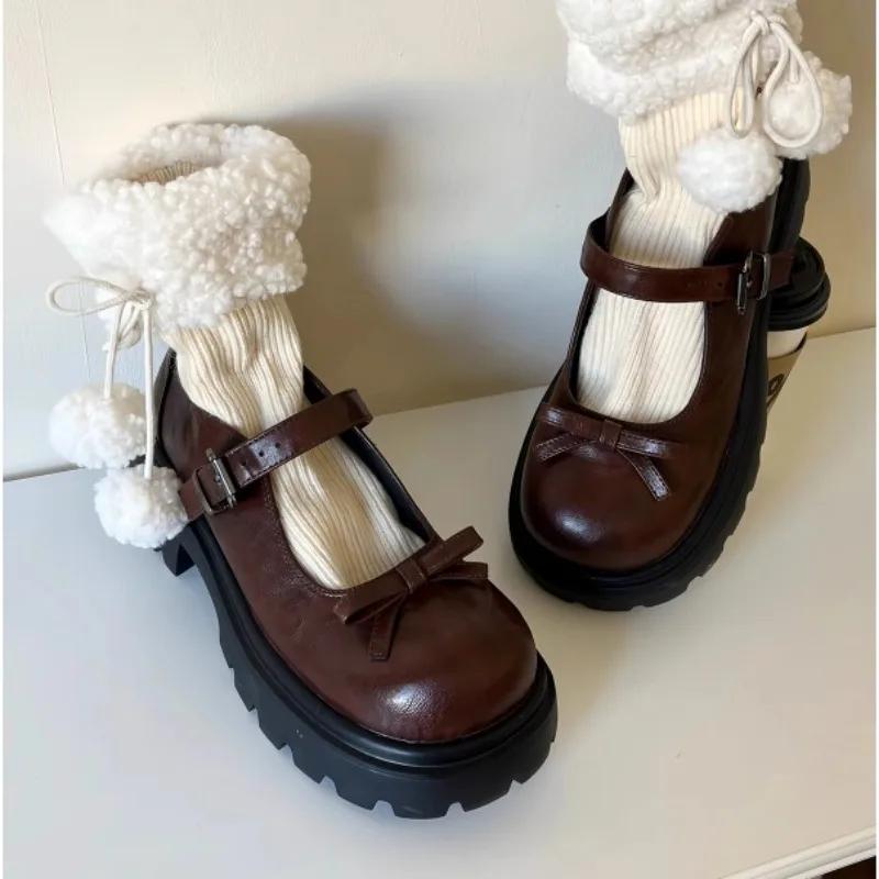 fashion 2024 Hot Sale Women's Shoes Buckle Strap Women's High Heels Fashion Butterfly-knot Dress Pumps Women New Round Toe Mary Janes